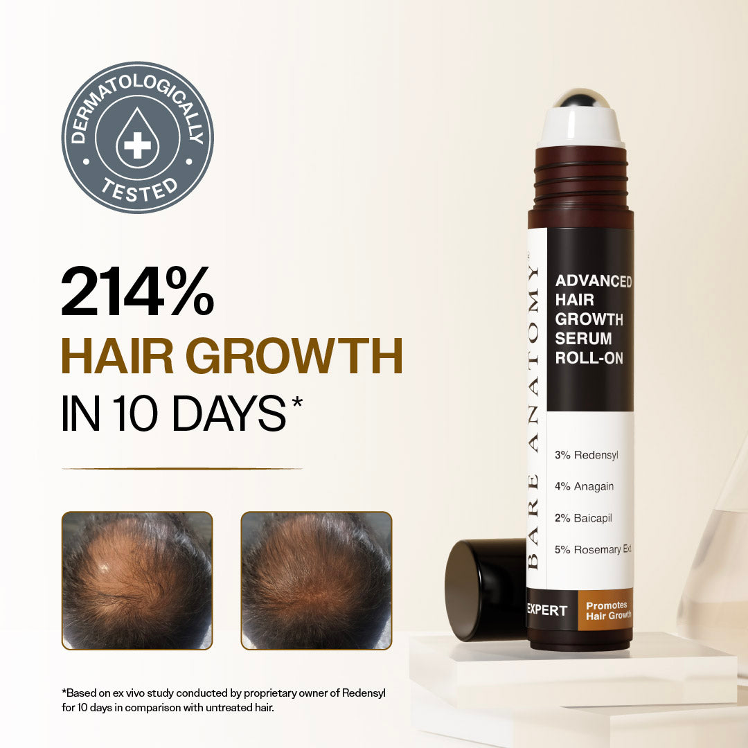 Advanced Hair Growth Serum Roll-On with Redensyl, Rosemary & Rice Water- 25 ml | Pack of 3