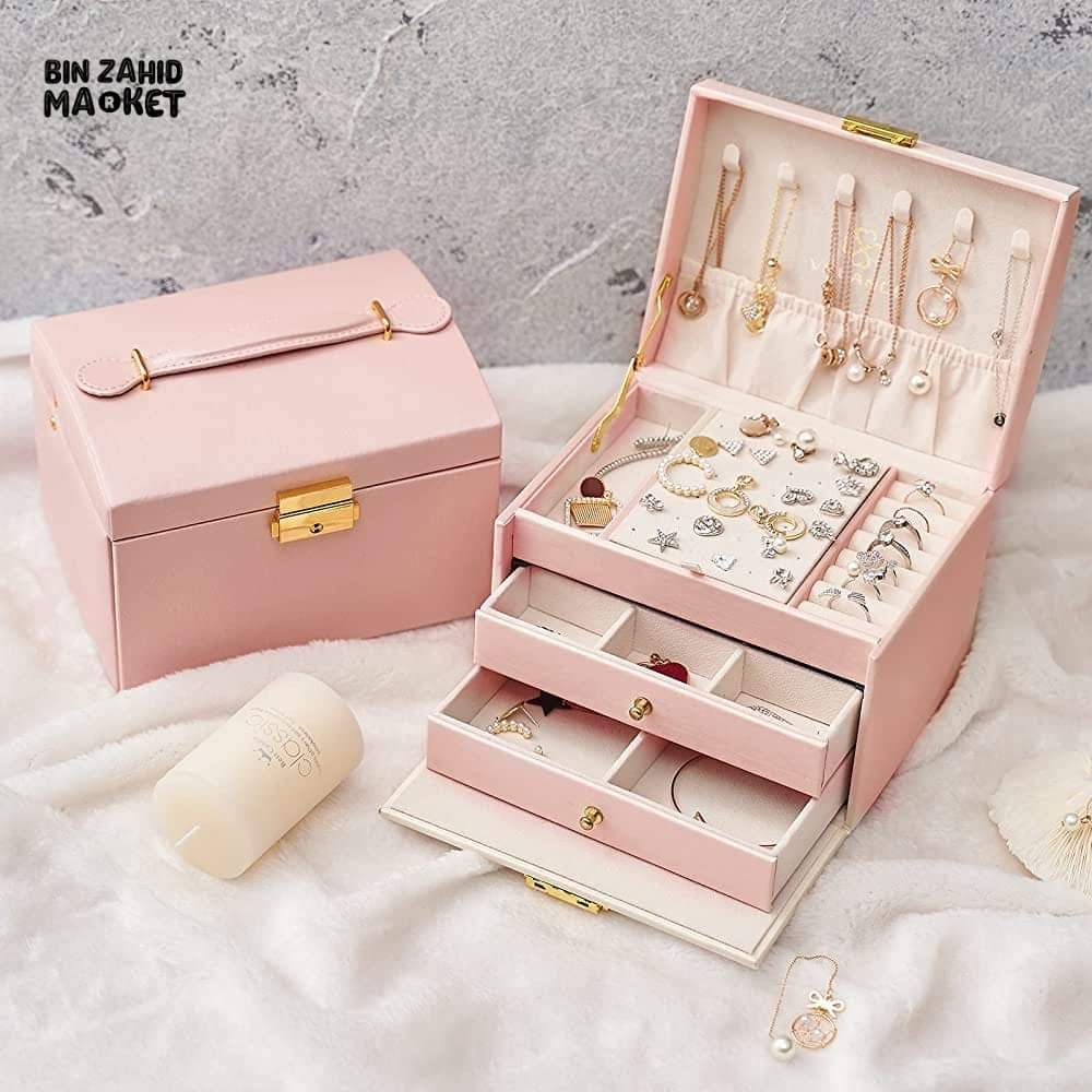 3 LAYERS LEATHER JEWELRY ORGANIZER