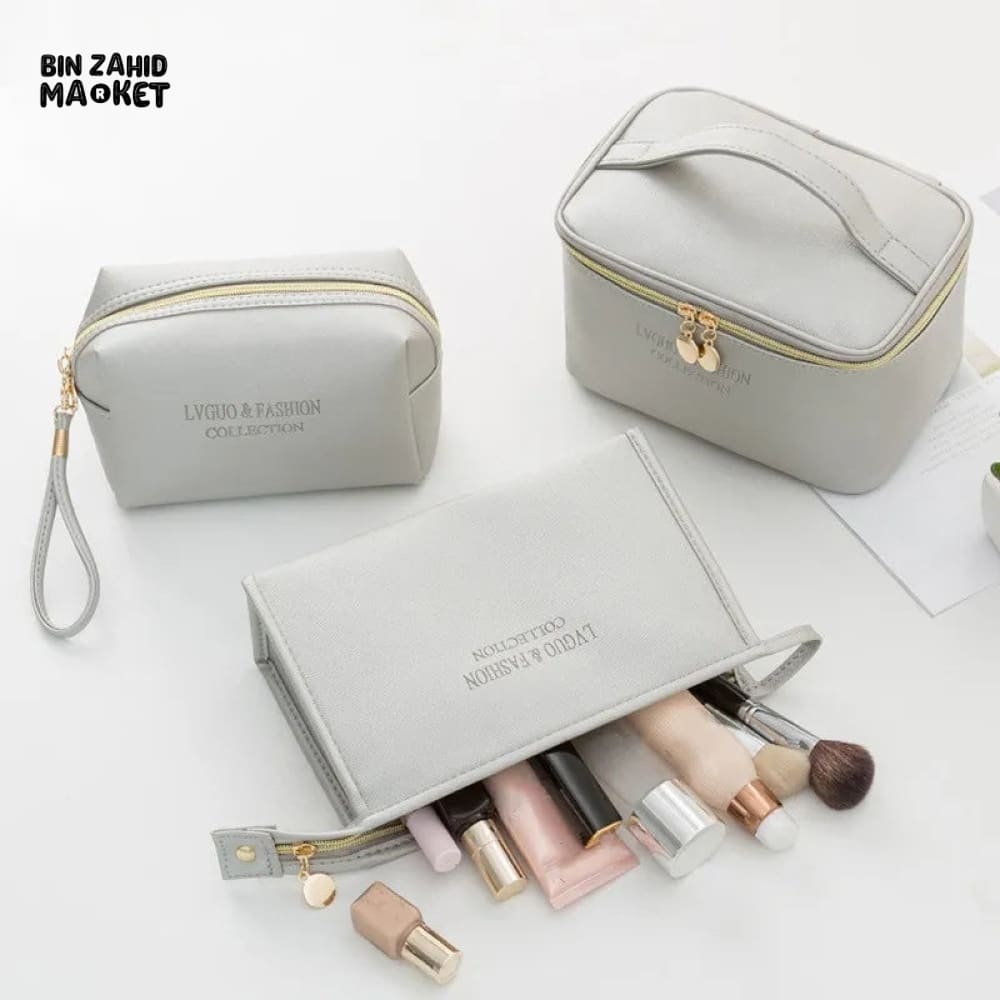 3 PIECES PU TRAVEL COSMETIC BAG