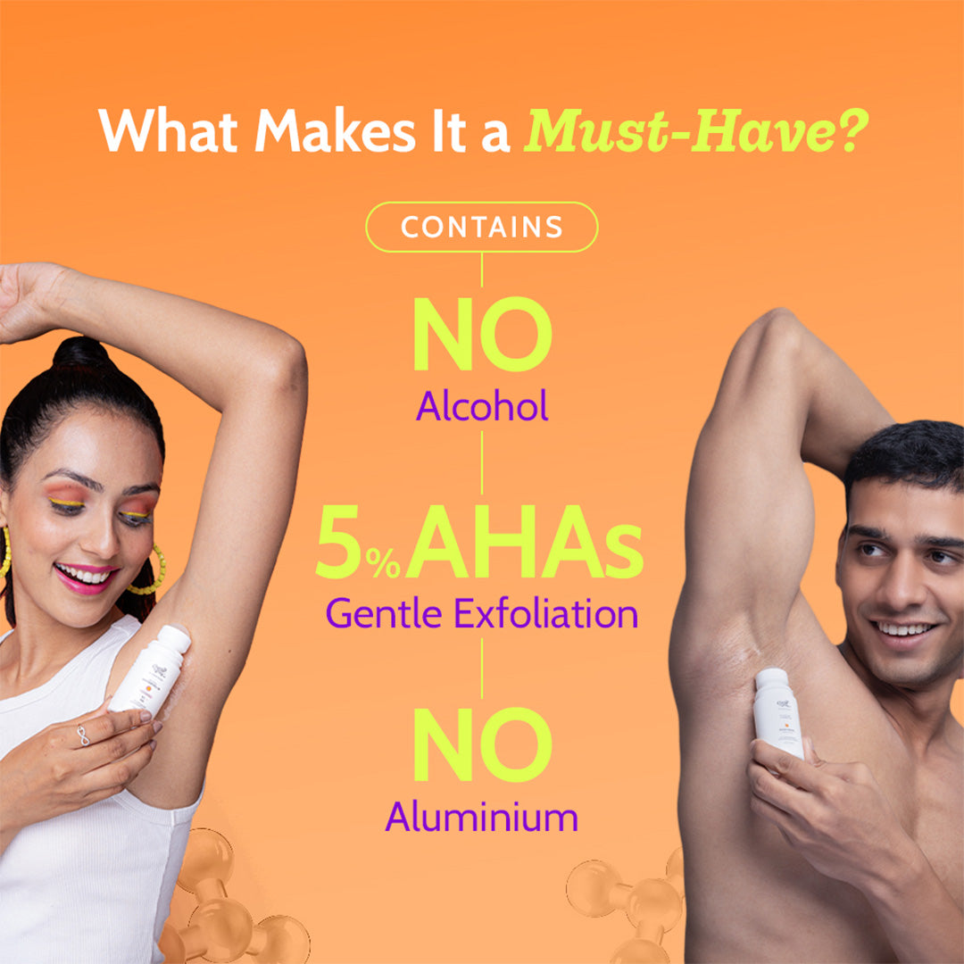 5% AHA Underarm Roll on for Odour Control & Pigmentation (Aqua) - 75 ml | Pack of 3
