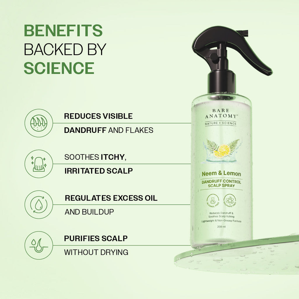 Neem & Lemon Dandruff Control Scalp Spray - 200 ml | Pack of 2
