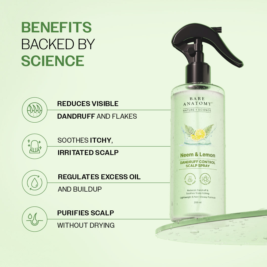 Neem & Lemon Dandruff Control Scalp Spray - 200 ml | Pack of 3