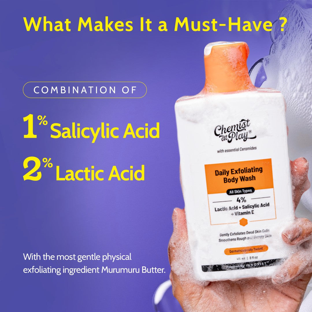 Exfoliating Body Wash with Lactic Acid & Salicylic Acid - 473 ml | Pack of 3