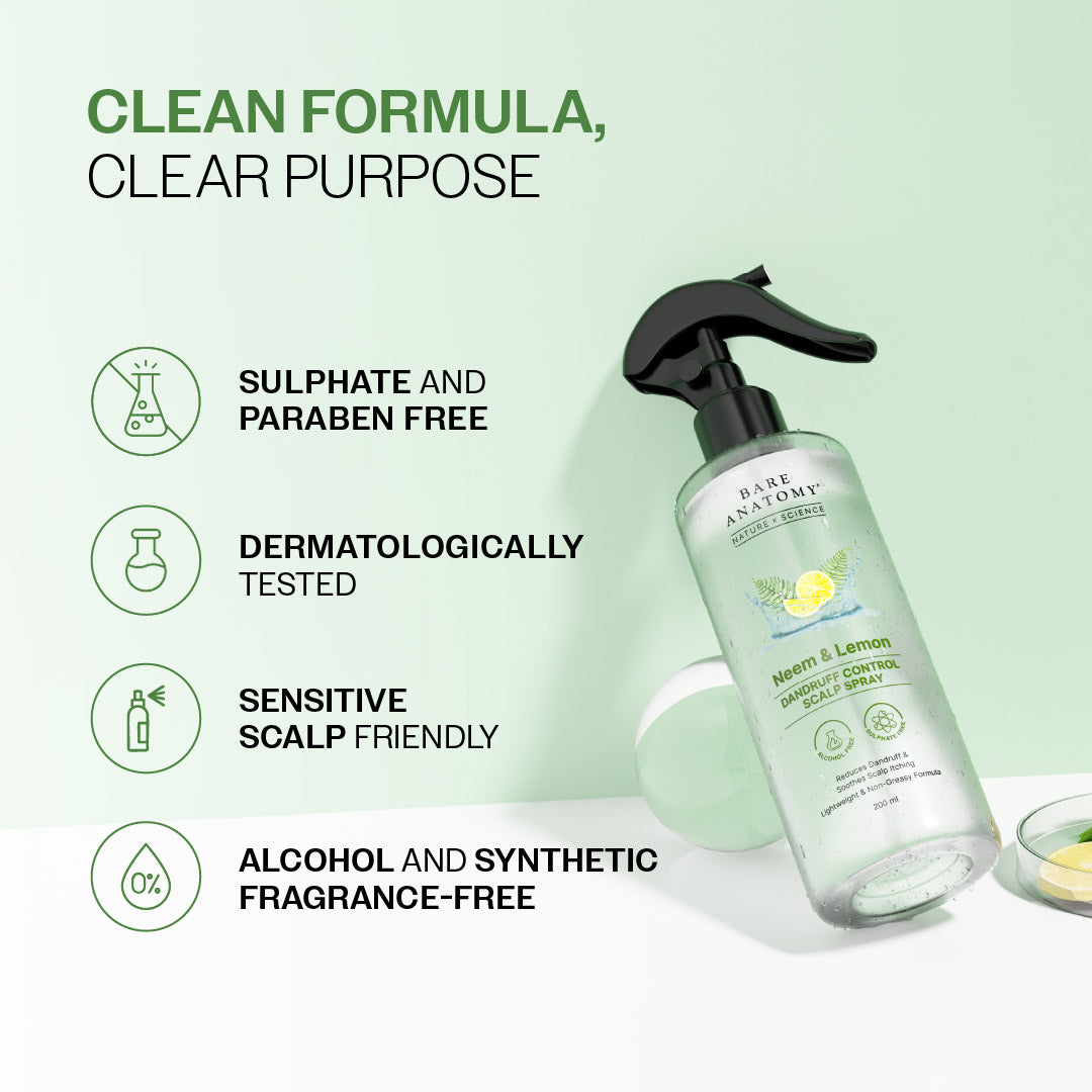 Neem & Lemon Dandruff Control Scalp Spray - 200 ml | Pack of 2