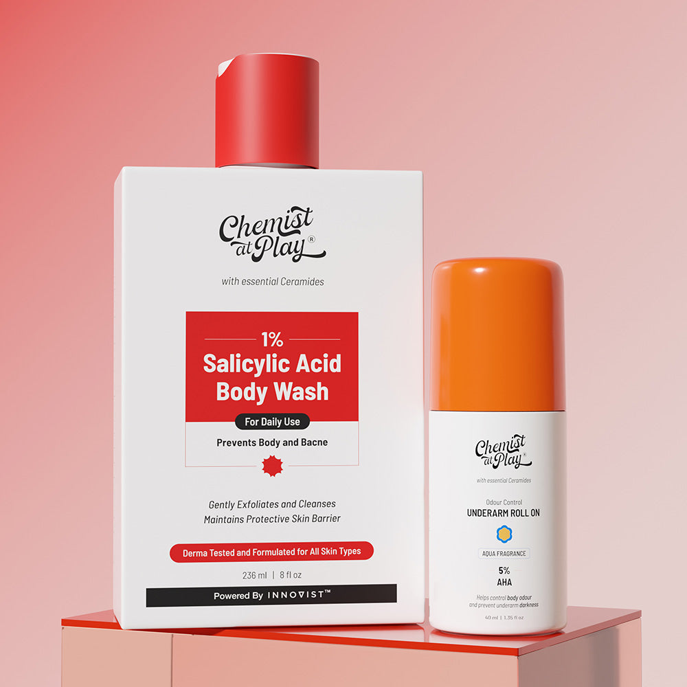 Bye Acne, welcome Freshness! (Acne Body Wash - 236 ml | Aqua Underarm Roll On - 40 ml)