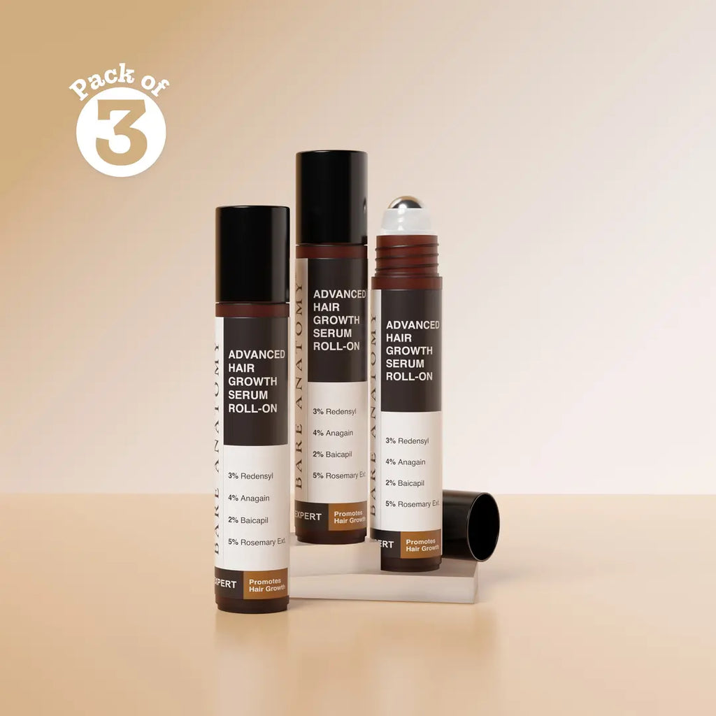 Advanced Hair Growth Serum Roll-On with Redensyl, Rosemary & Rice Water- 25 ml | Pack of 3