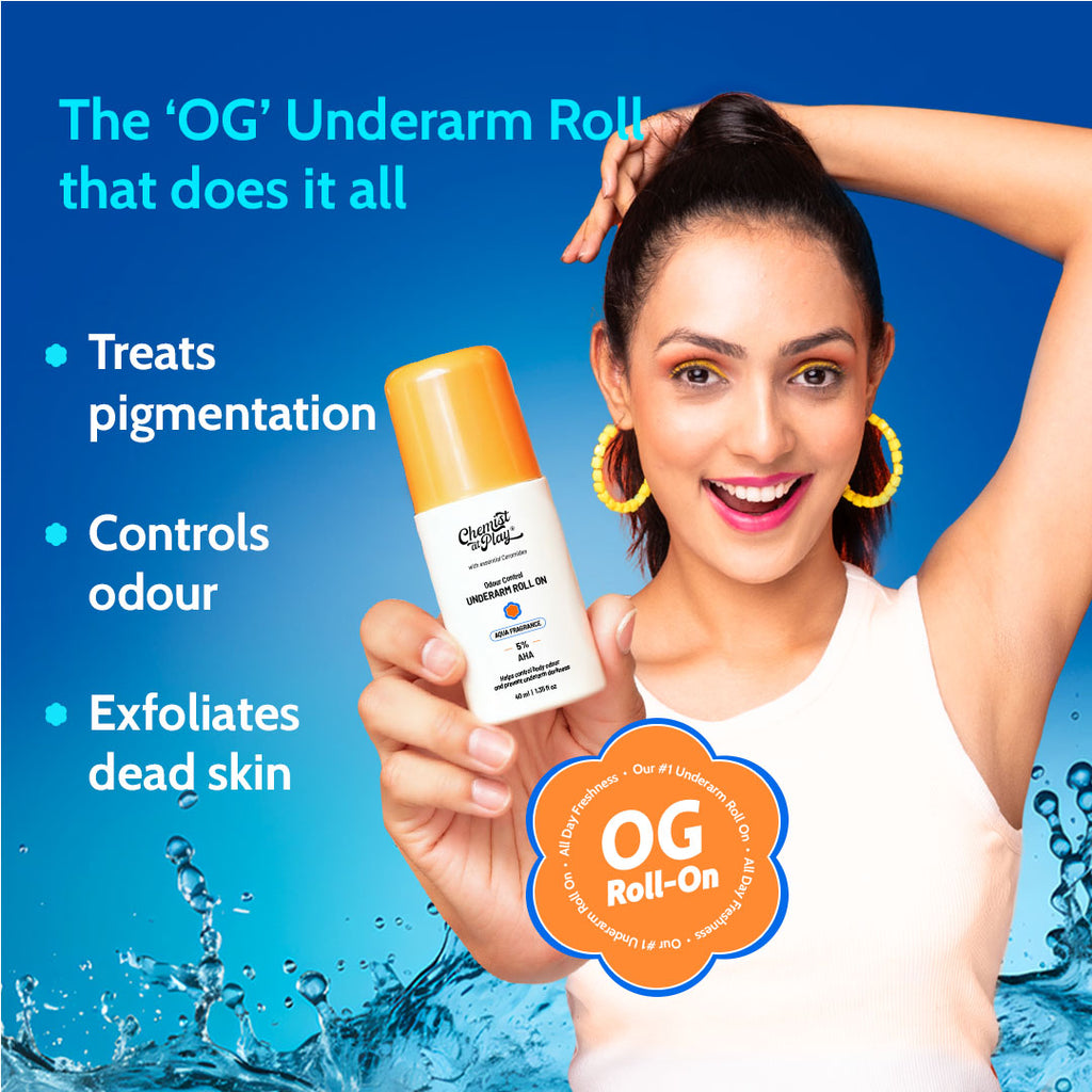 5% AHA Underarm Roll on for Odour Control & Pigmentation (Fragrance Free) - 40 ml