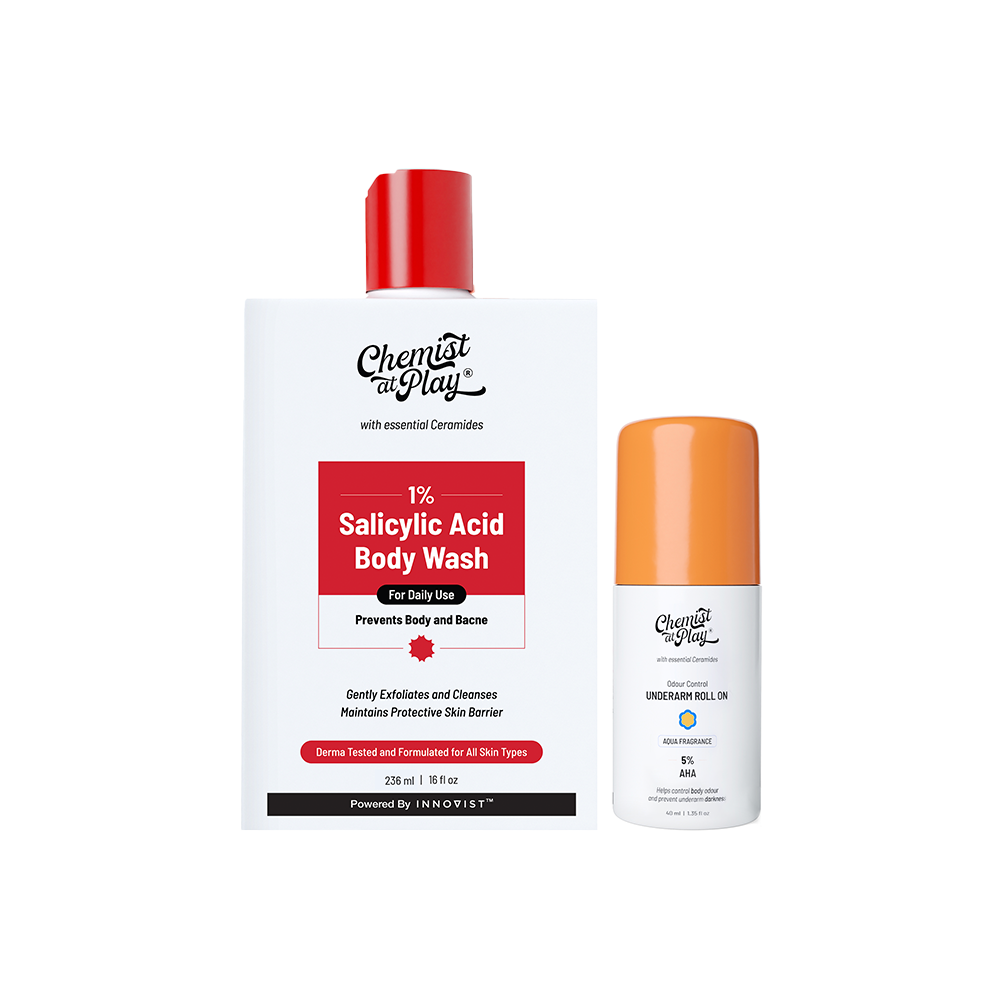 Bye Acne, welcome Freshness! (Acne Body Wash - 236 ml | Aqua Underarm Roll On - 40 ml)